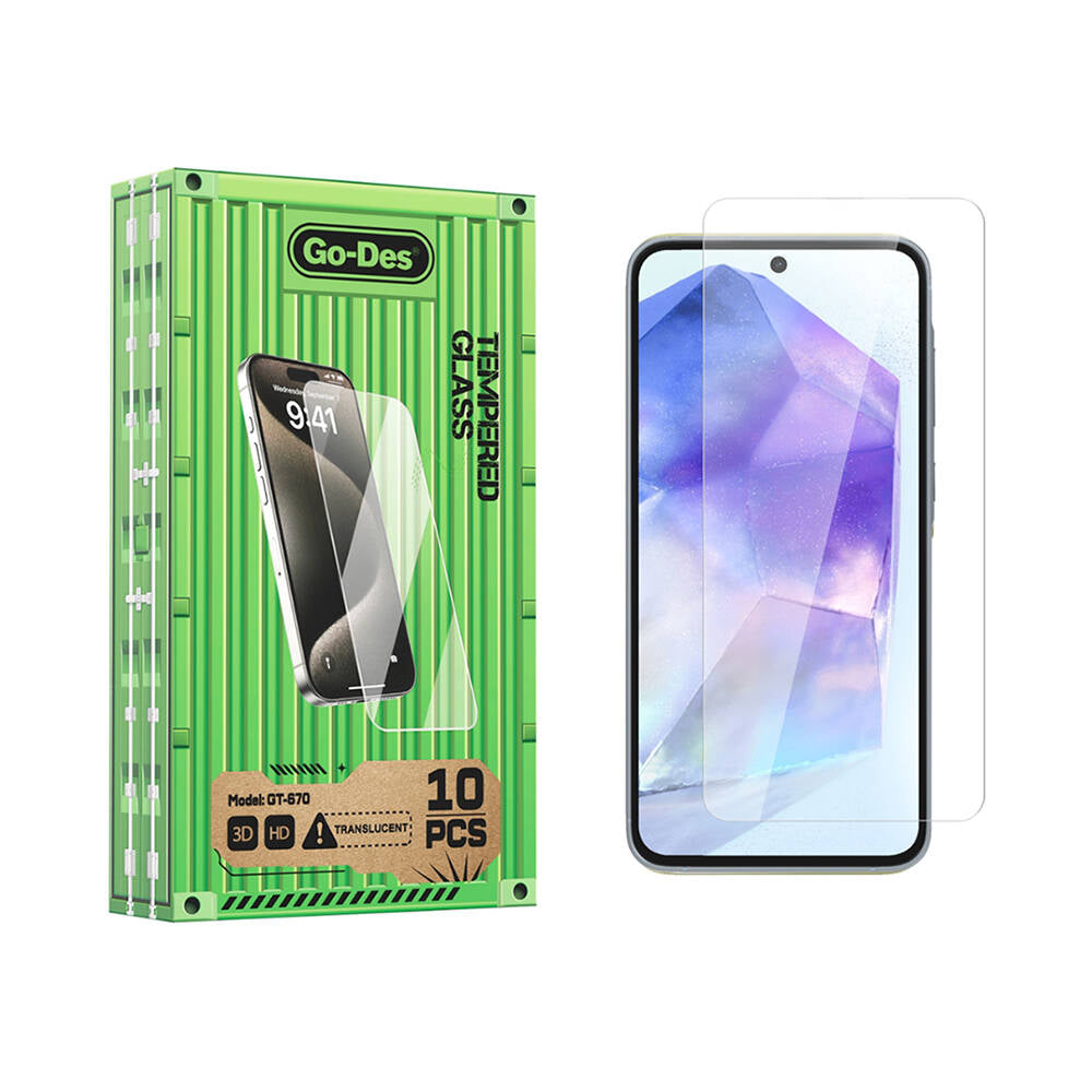 Go-Des Galaxy A55 Parmak İzi Bırakmayan 9H Oleofobik Bom Glass Ekran Koruyucu 10'lu Paket Go-Des Galaxy A55 Parmak İzi Bırakmayan 9H Oleofobik Bom Glass Ekran Koruyucu 10'lu Paket